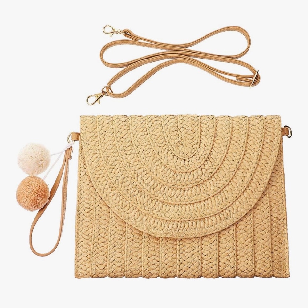Elegant Tan Woven Clutch Bag